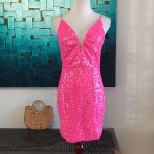 Lucy in The Sky Charlene Sequin Bodycon Hot Pink Size M